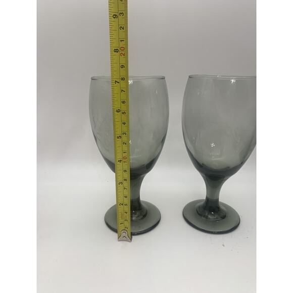 Vintage Libbey CLASSIC SMOKE GRAY 7" Water Goblets Wine Glasses 16oz Set of 2 - Picture 3 of 3